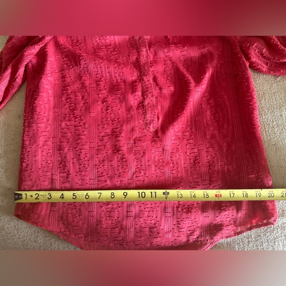Talbots Top 3/4 Sleeve Sheer Lined Rose Pink Blouse SZ Med 3-Button Front Tunic - Picture 14 of 16